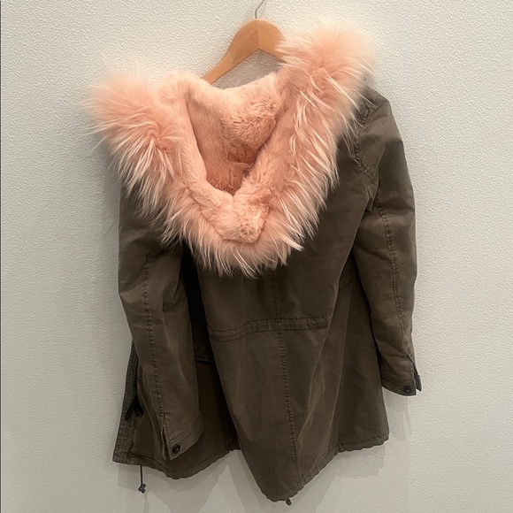 Blonde NO.8 Stockholm Olive Parka with Pink Fur Trim 34 - Picture 4 of 9
